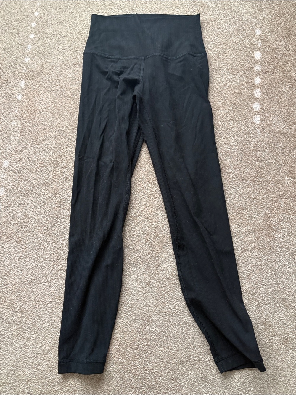 High-Waist Black Ribbed Leggings. Lululemon size 4